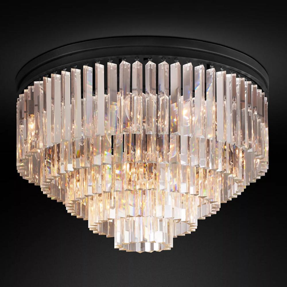 1920s Odeon K9 Crystal Flushmount Chandelier - Modern LED Ceiling Light