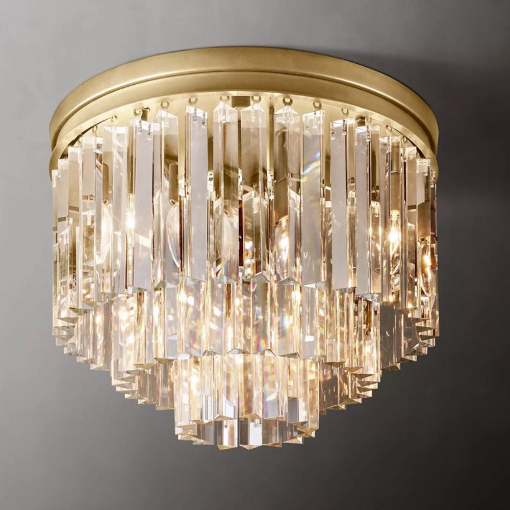 1920s Odeon K9 Crystal Flushmount Chandelier - Modern LED Ceiling Light