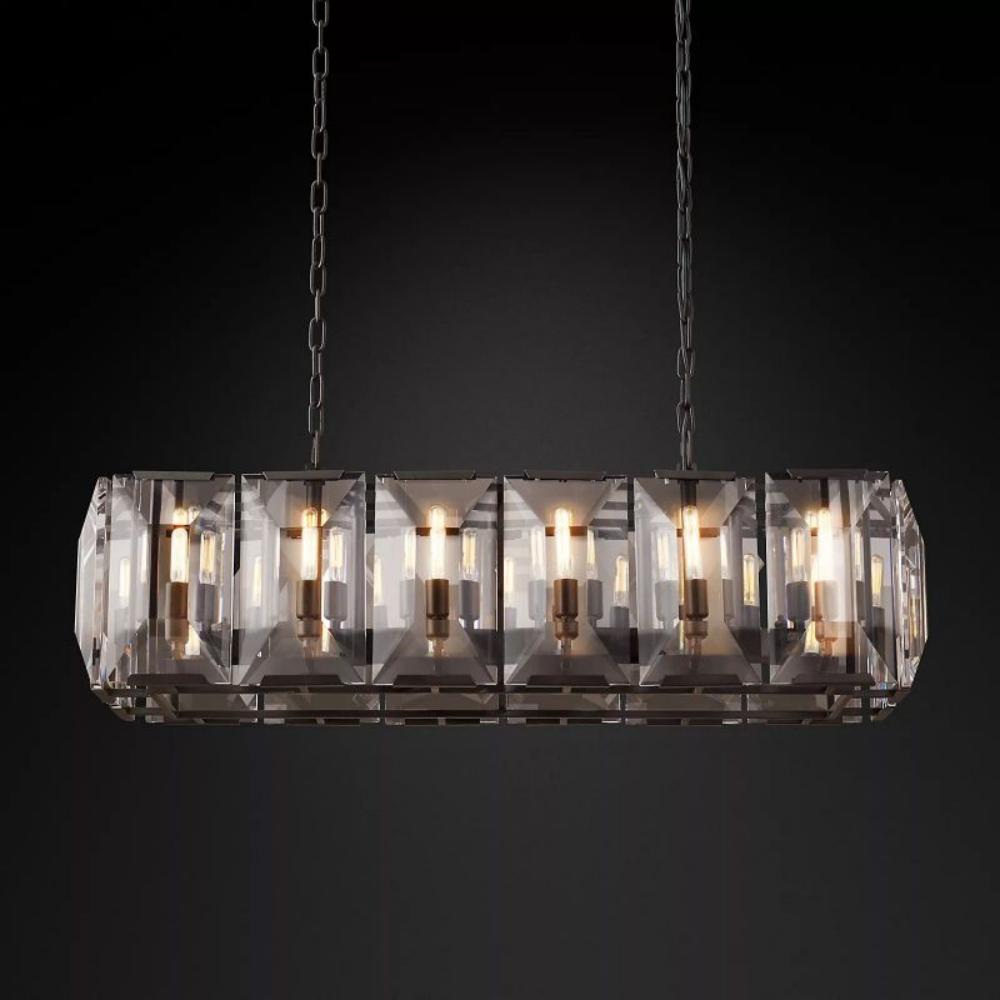 Harlowe Crystal Rectangular Chandelier Light 42"