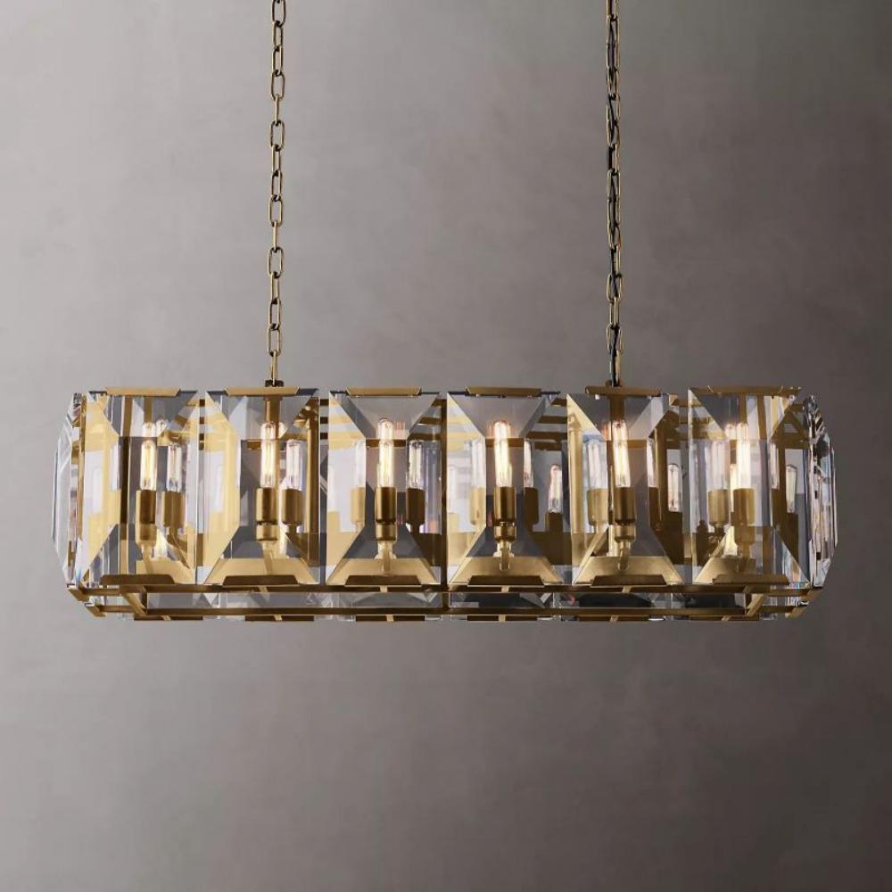 Harlowe Crystal Rectangular Chandelier Light 42"