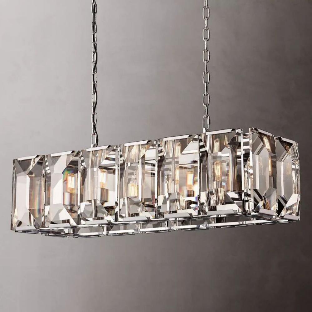 Harlowe Crystal Rectangular Chandelier Light 42"