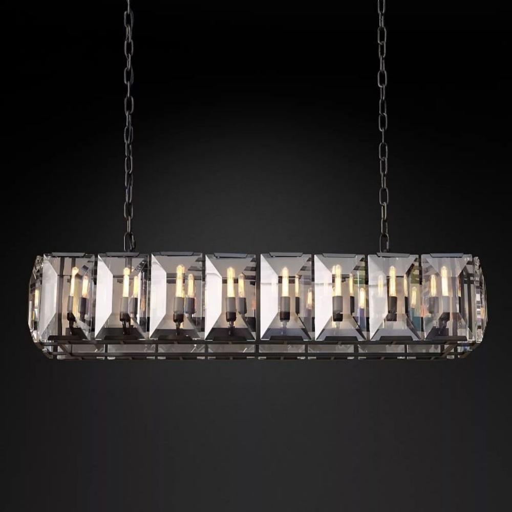 Harlowe Crystal Rectangular Chandelier Light 54"