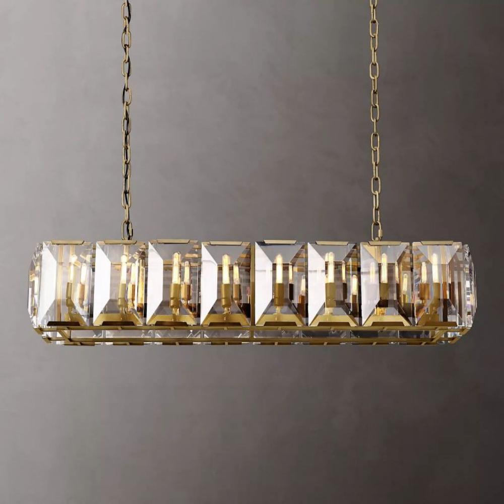 Harlowe Crystal Rectangular Chandelier Light 54"