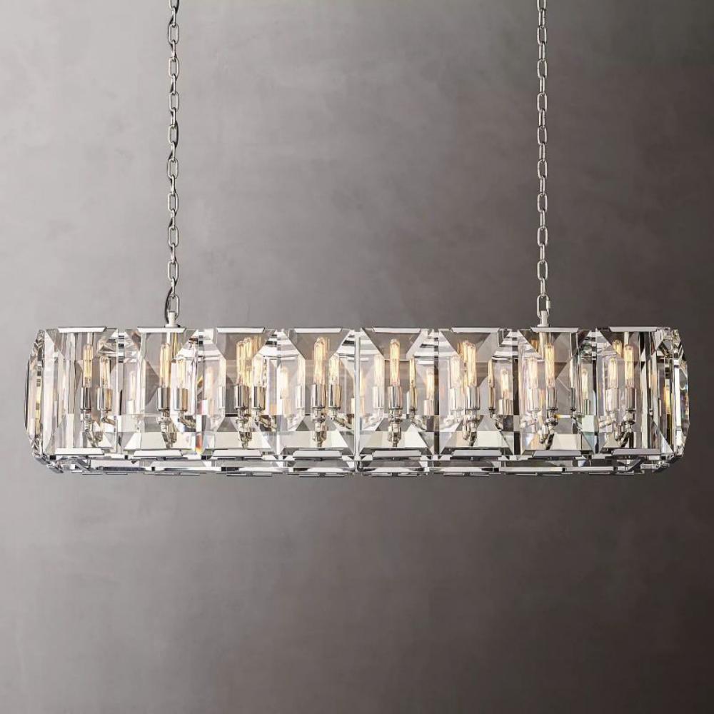 Harlowe Crystal Rectangular Chandelier Light 54"