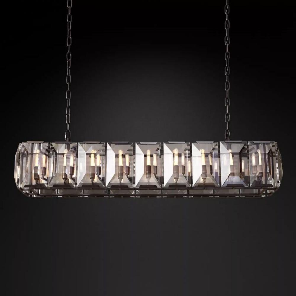 Harlowe Crystal Rectangular Chandelier Light 62"