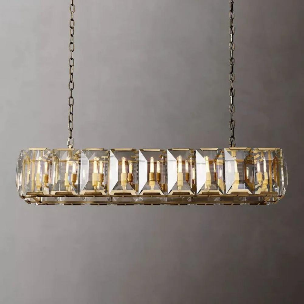 Harlowe Crystal Rectangular Chandelier Light 62"