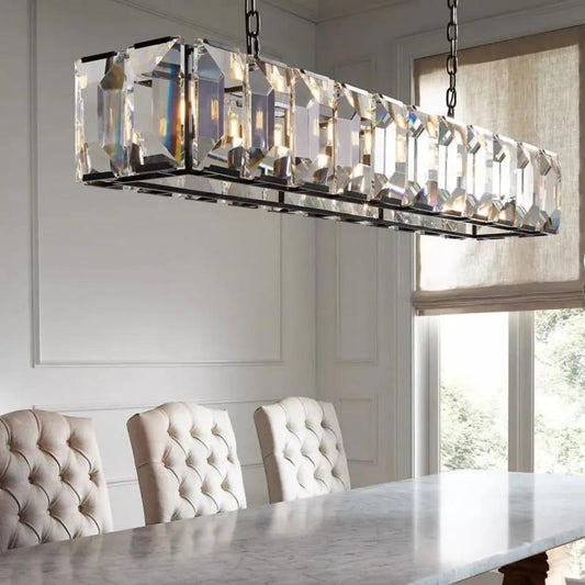 Harlowe Crystal Rectangular Chandelier Light 74"