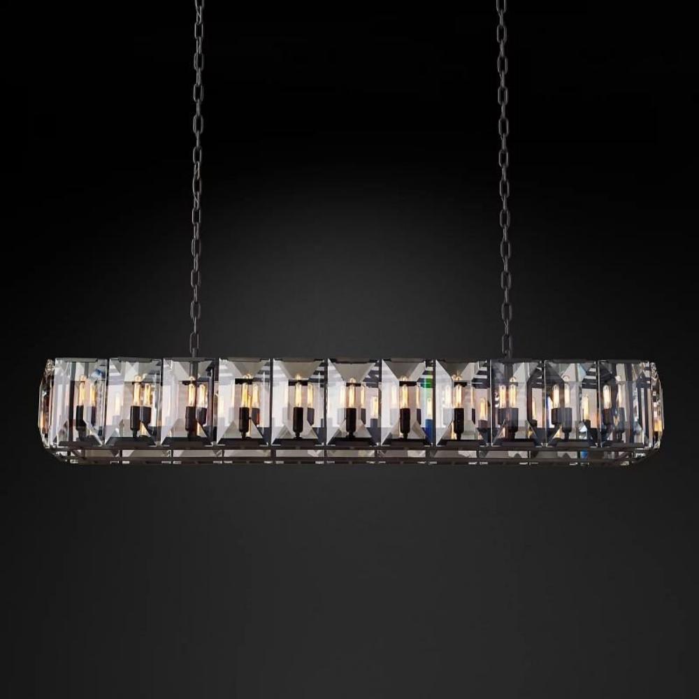 Harlowe Crystal Rectangular Chandelier Light 74"