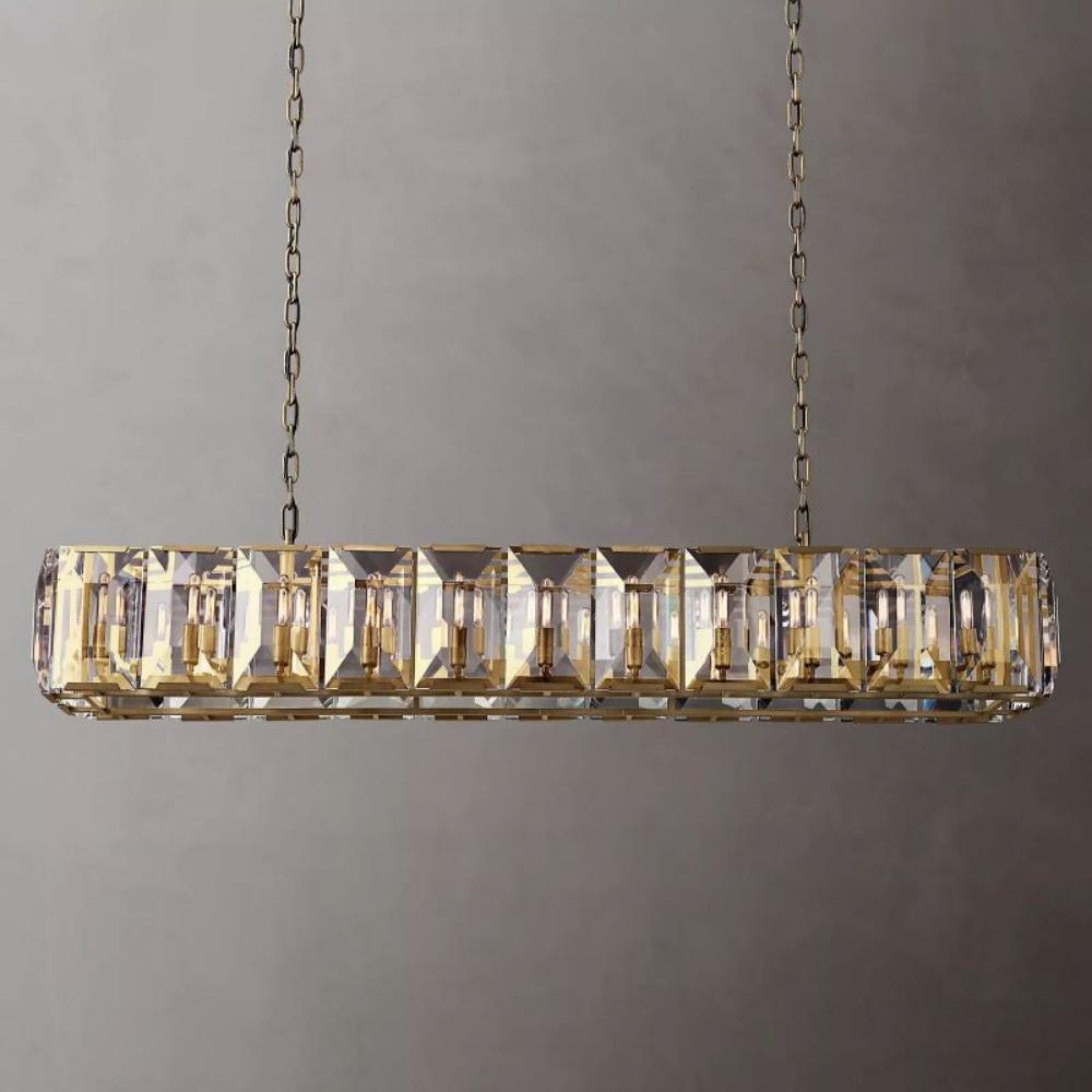 Harlowe Crystal Rectangular Chandelier Light 74"