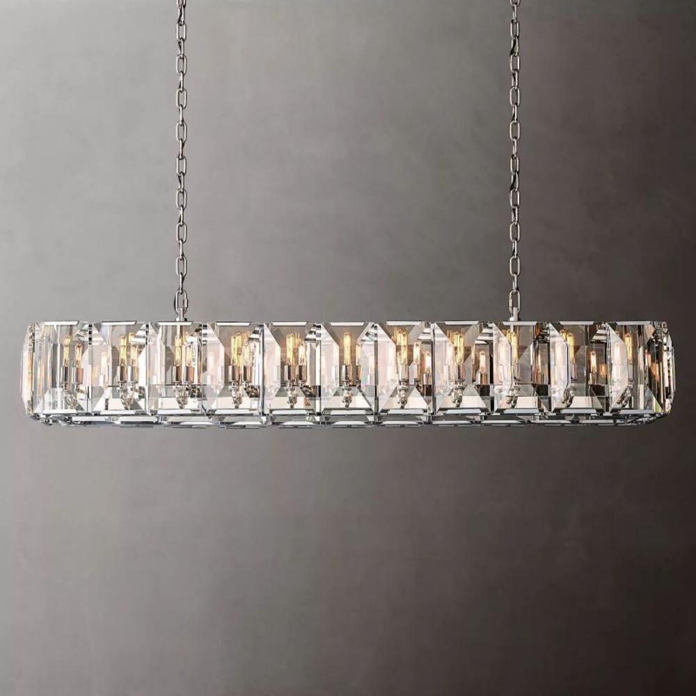 Harlowe Crystal Rectangular Chandelier Light 74"