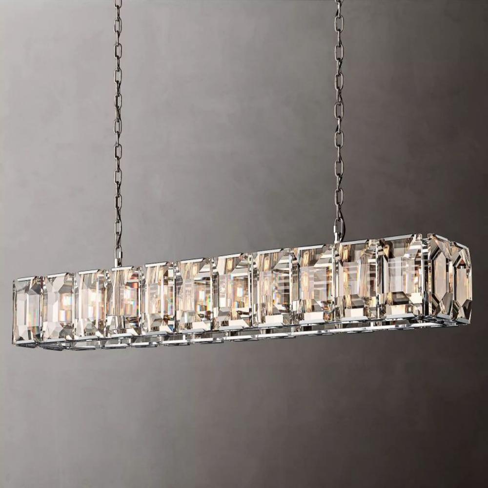 Harlowe Crystal Rectangular Chandelier Light 74"