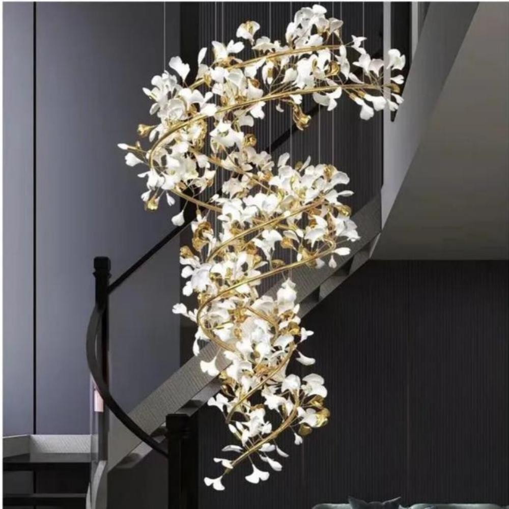 Raven Porcelain Linear Chandelier Gold