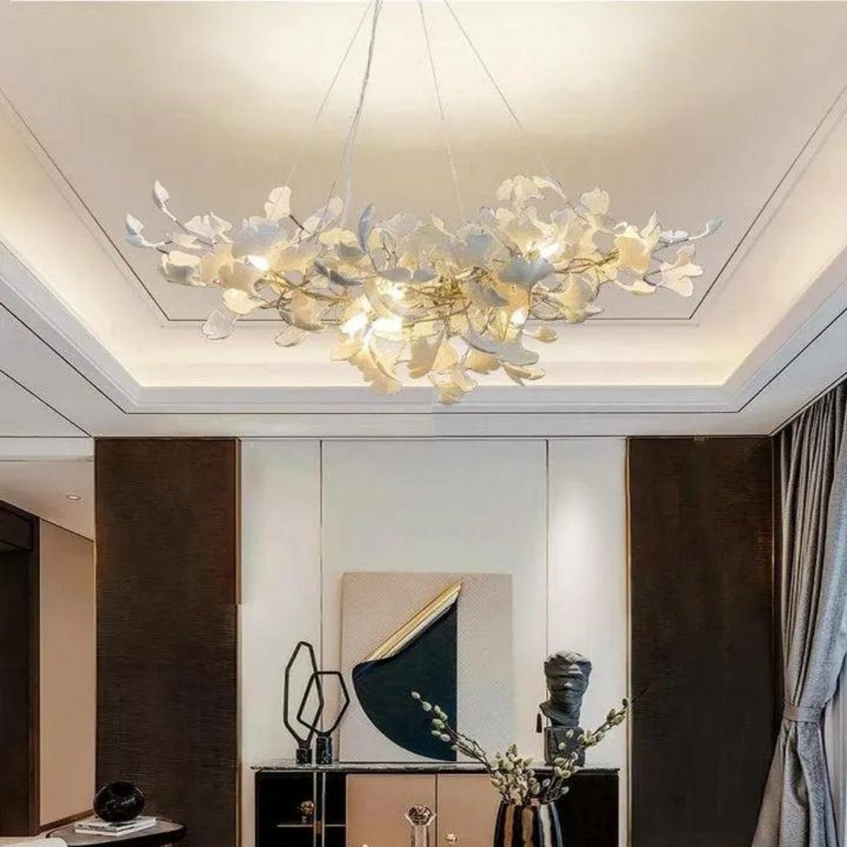 Raven Porcelain Linear Chandelier Gold