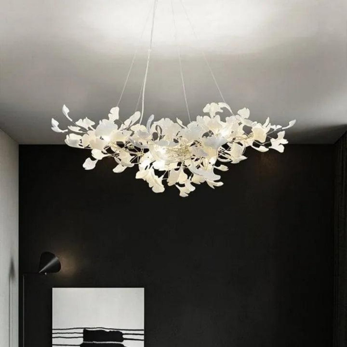 Raven Porcelain Linear Chandelier Gold