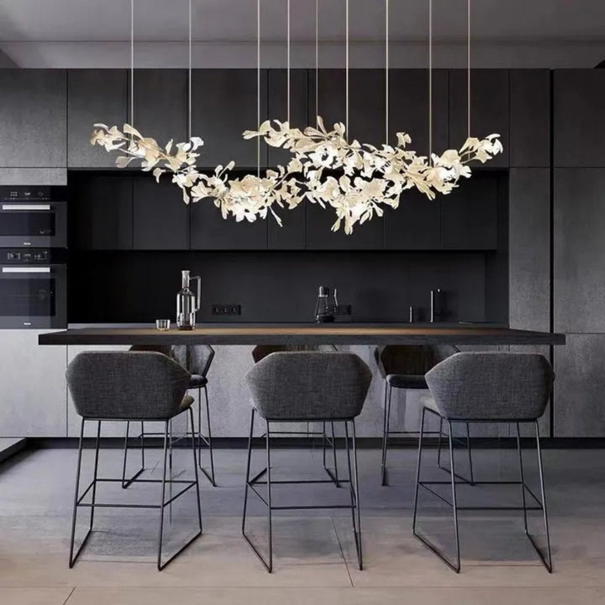 Raven Porcelain Linear Chandelier Gold