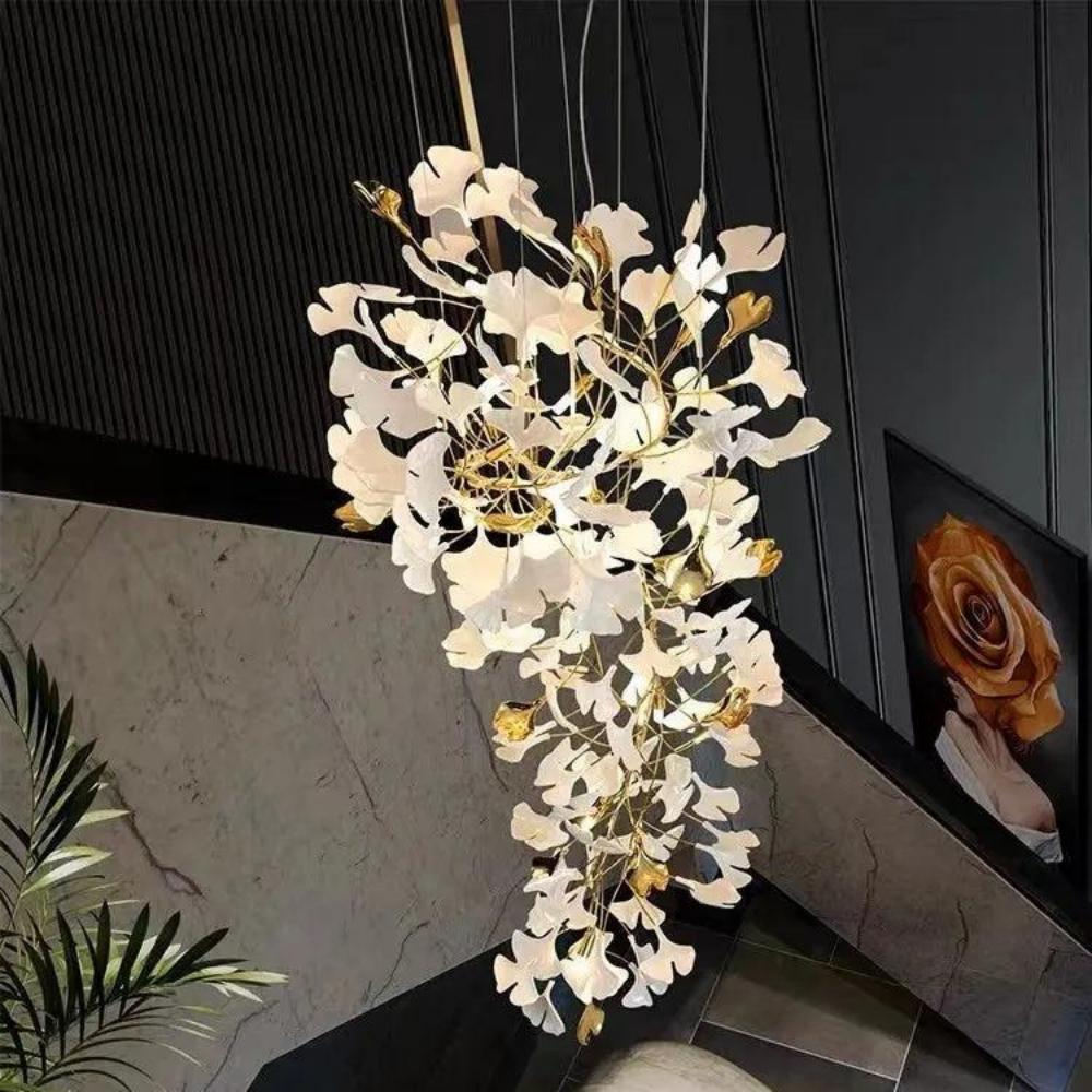 Raven Porcelain Linear Chandelier Gold