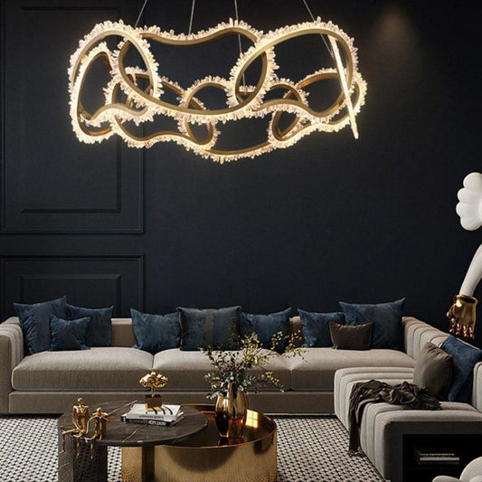 Mamie Multi Ring Rock Crystal Chandelier for Living Room