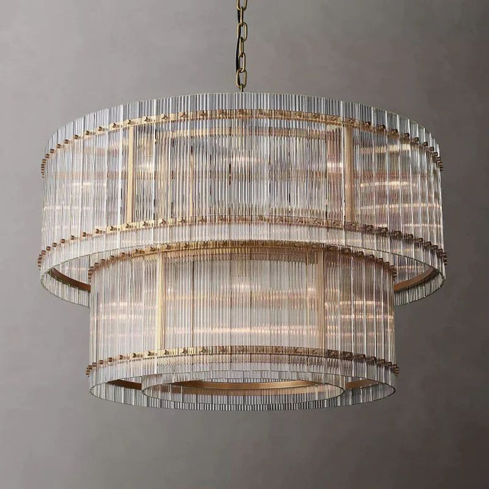 Marcia Glass TWO-TIER Round Chandelier D48"