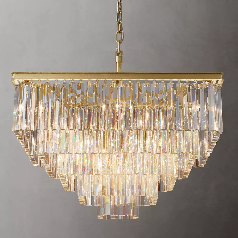 1920s Odeon Crystal Round Chandelier - Customizable Lighting for Living Rooms