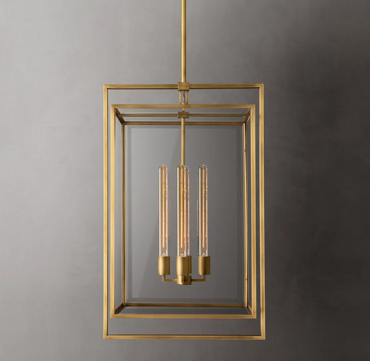 Beckman 34" Lantern Pendant Light - Modern Brass Fixture