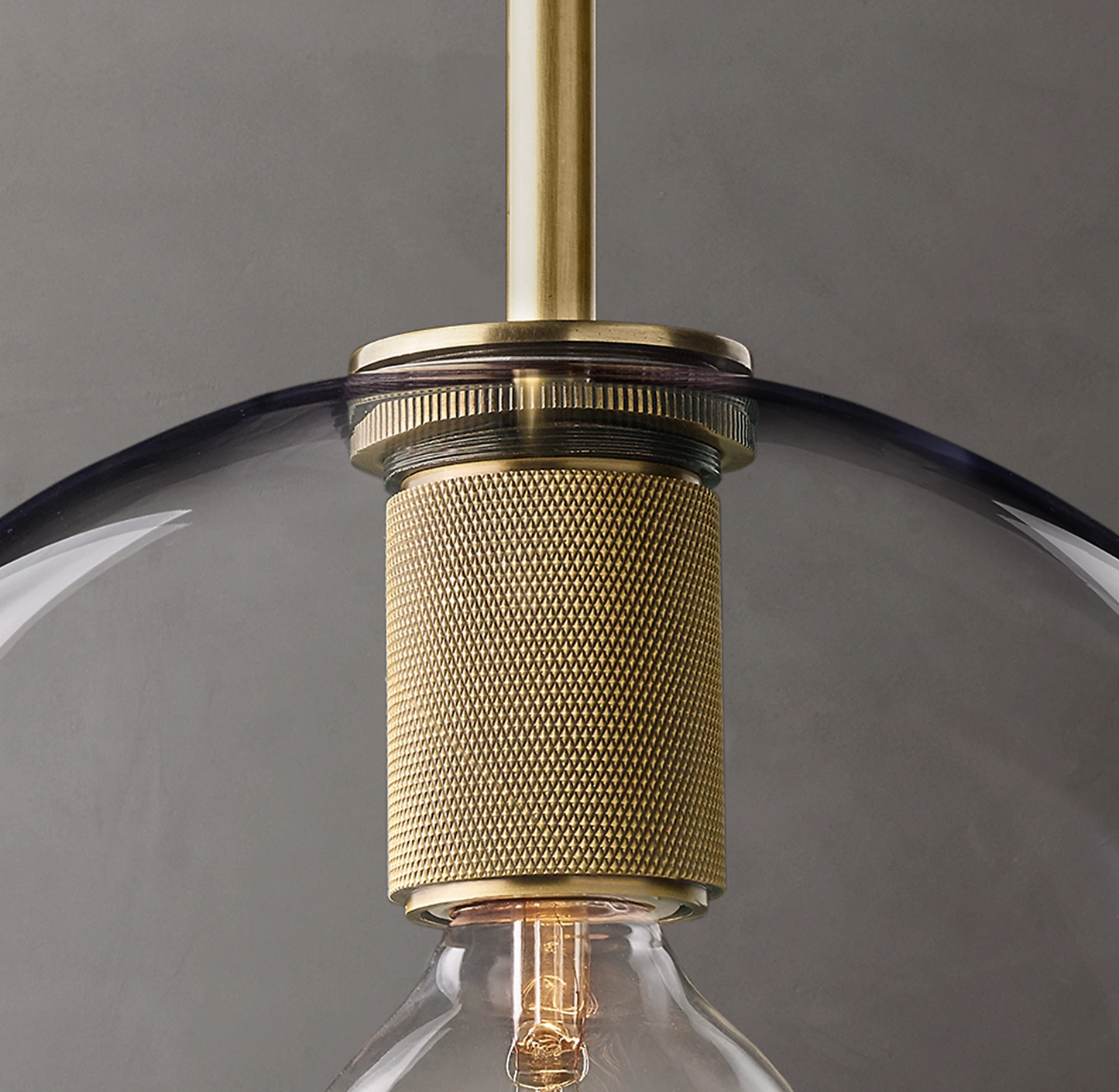 Modern Brass Pendant Light with Blown Glass Shade