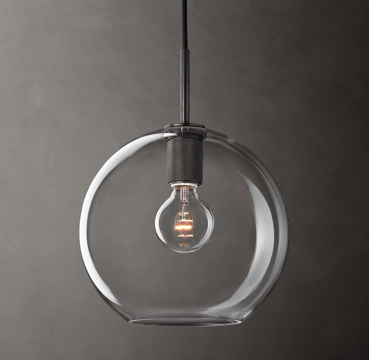 Modern Brass Pendant Light with Blown Glass Shade