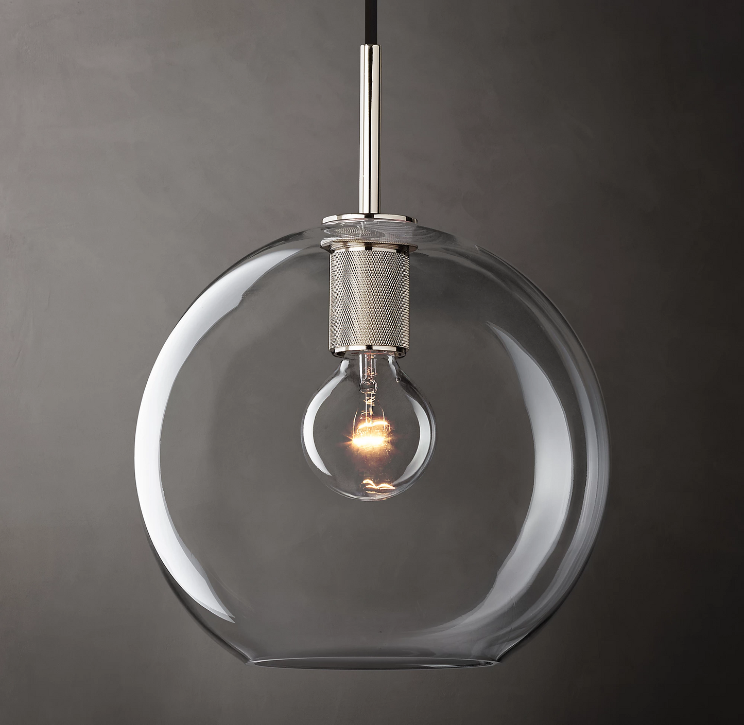 Modern Brass Pendant Light with Blown Glass Shade