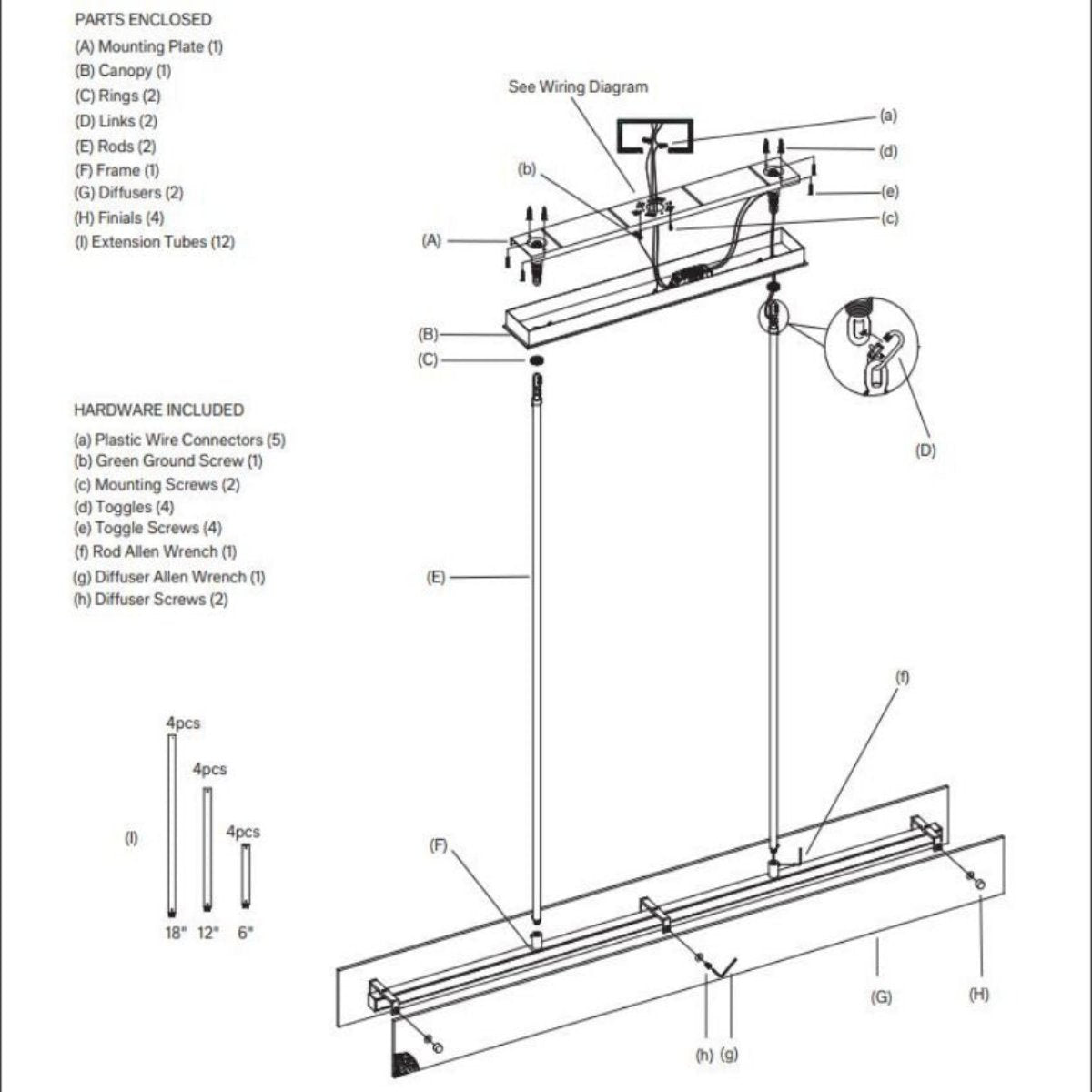 Vouvray Linear Chandelier D 54"