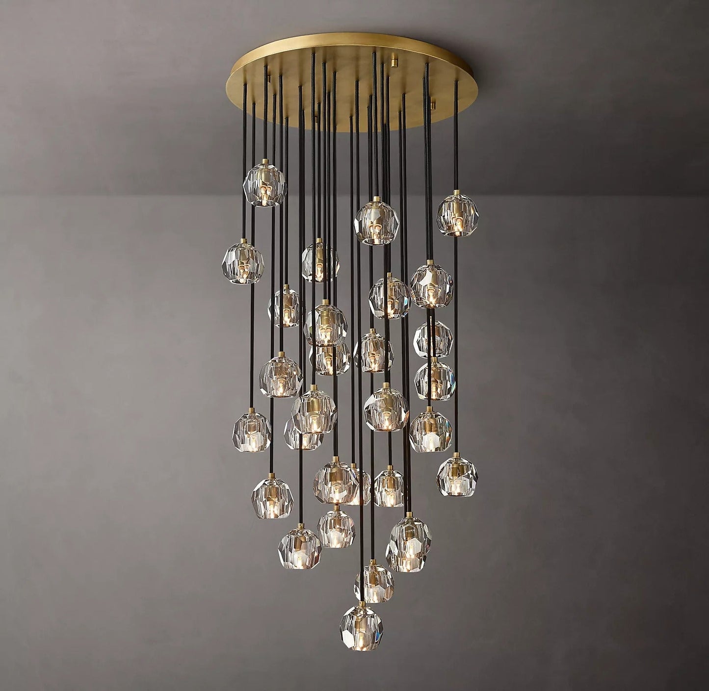 Luxury Boule De Cristal Clear Glass Ball Round Cluster Chandelier Light 30"