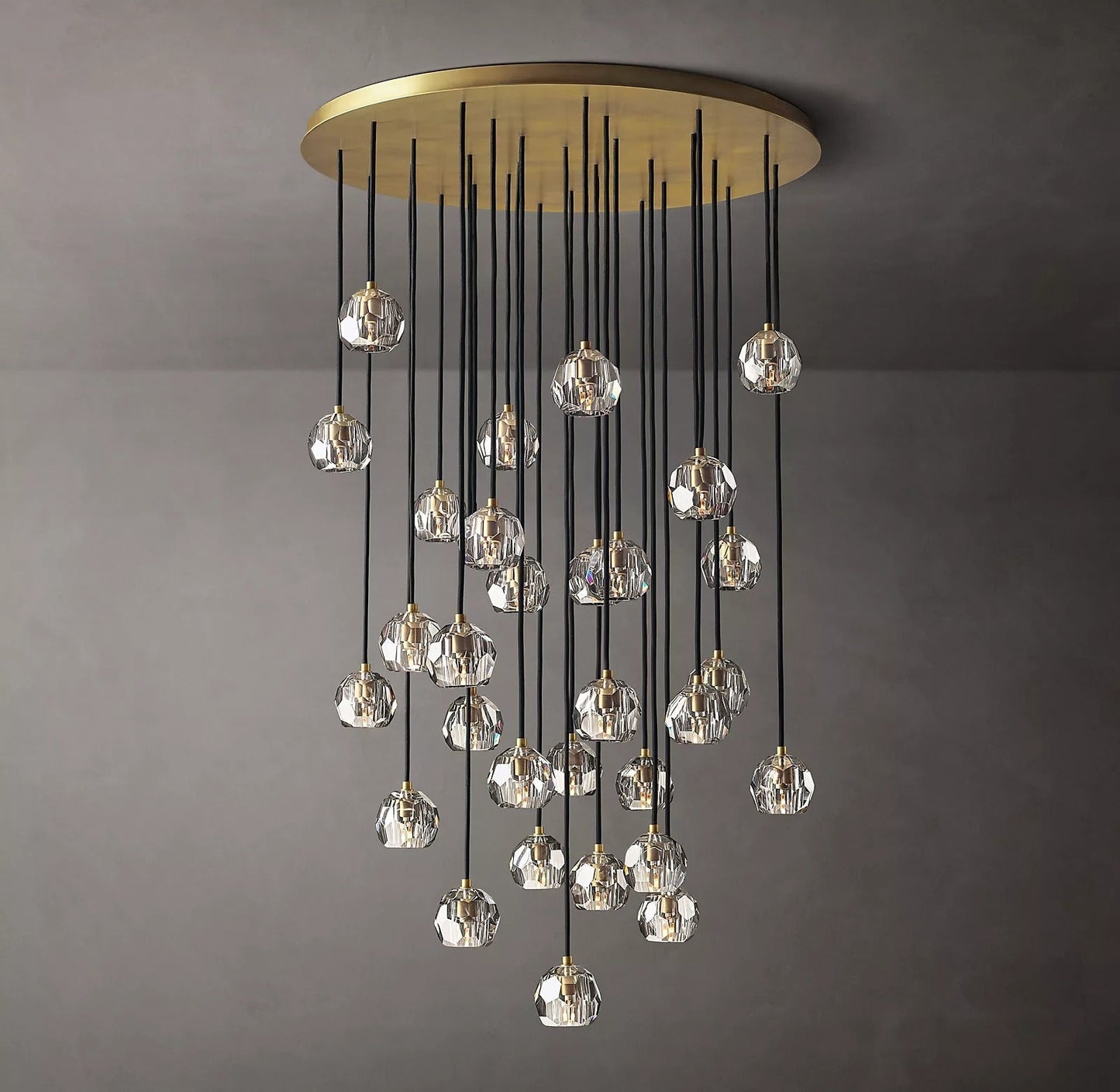 Luxury Boule De Cristal Clear Glass Ball Round Cluster Chandelier Light 40"