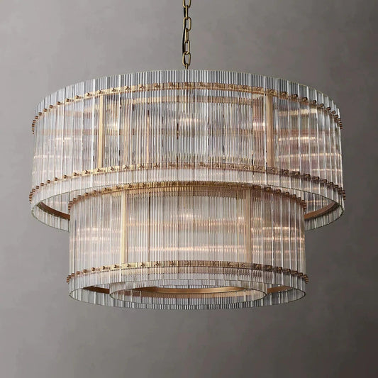 Marcia Glass TWO-TIER Round Chandelier D48"