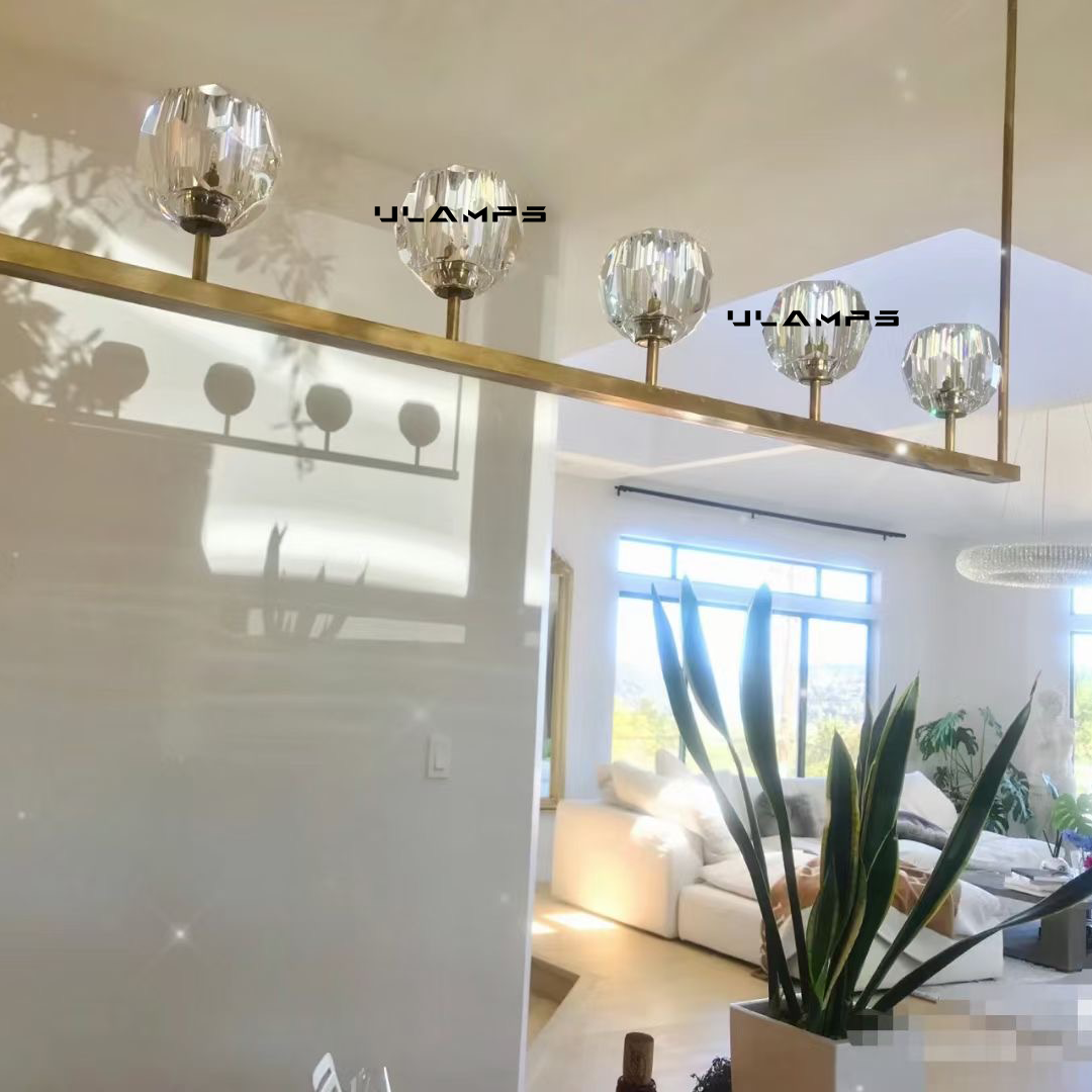 Boule De Cristal Clear Glass Minimalist Linear Chandelier Light 60"