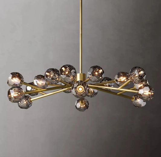 Boule De Cristal Smoke Glass Ball Modern Round Chandelier Light 48"