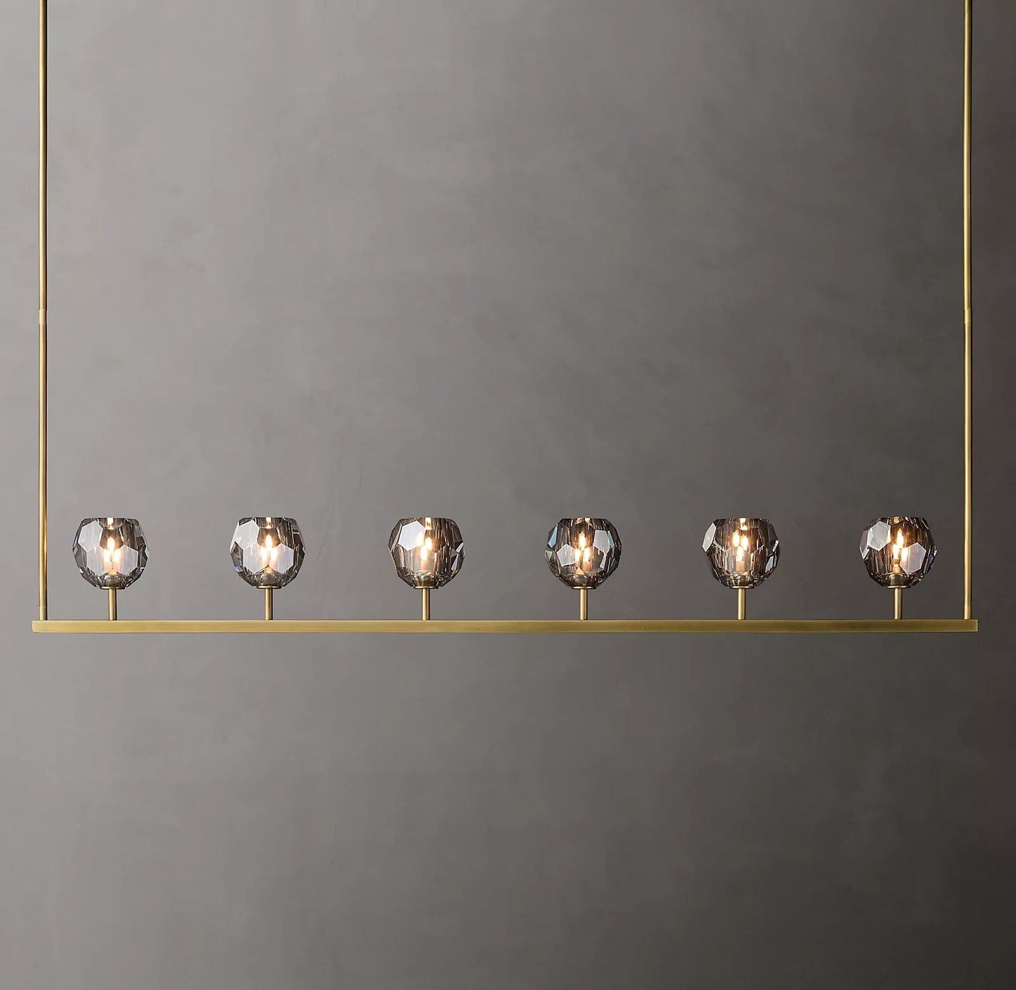 Boule De Cristal Smoke Glass Minimalist Linear Chandelier 60”