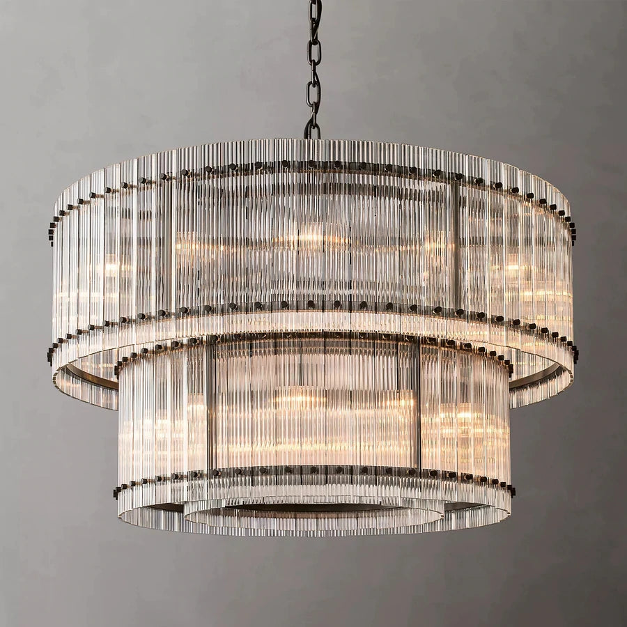 Marcia Glass TWO-TIER Round Chandelier D48"