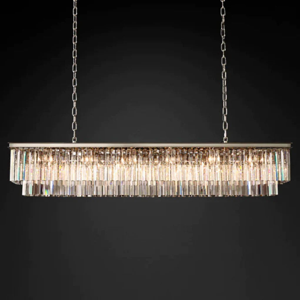 1920s Odeon 2-Tier Crystal Linear Chandelier - Customizable Luxury Lighting