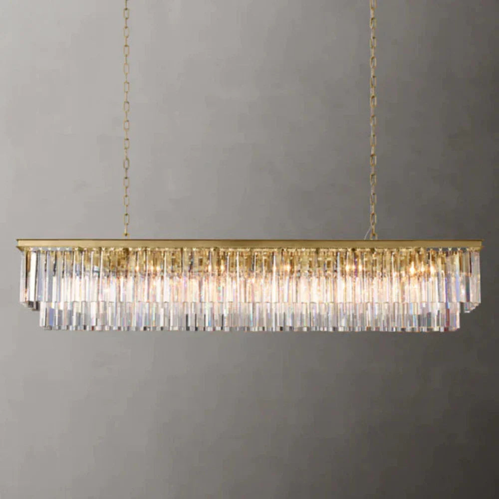 1920s Odeon 2-Tier Crystal Linear Chandelier - Customizable Luxury Lighting