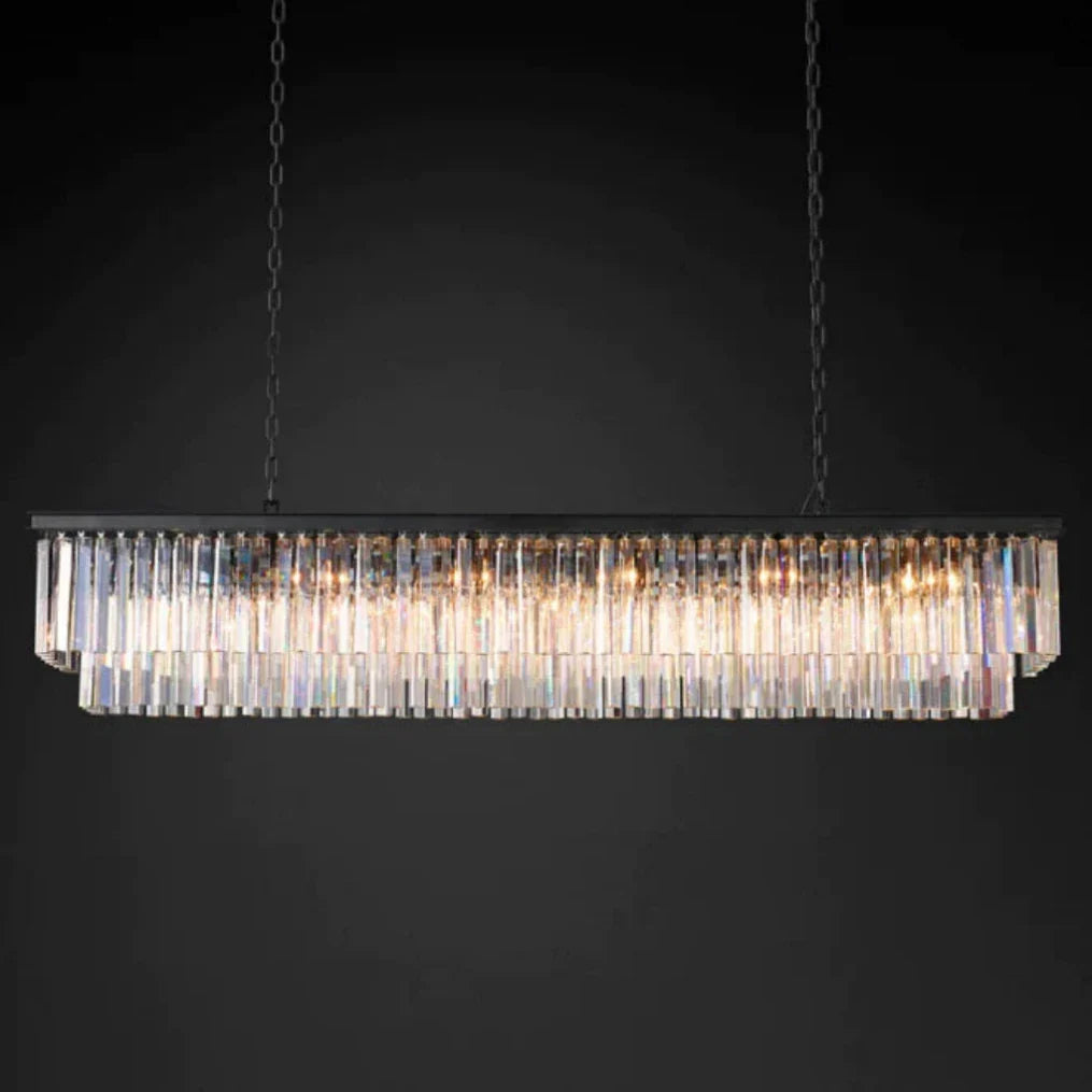 1920s Odeon 2-Tier Crystal Linear Chandelier - Customizable Luxury Lighting