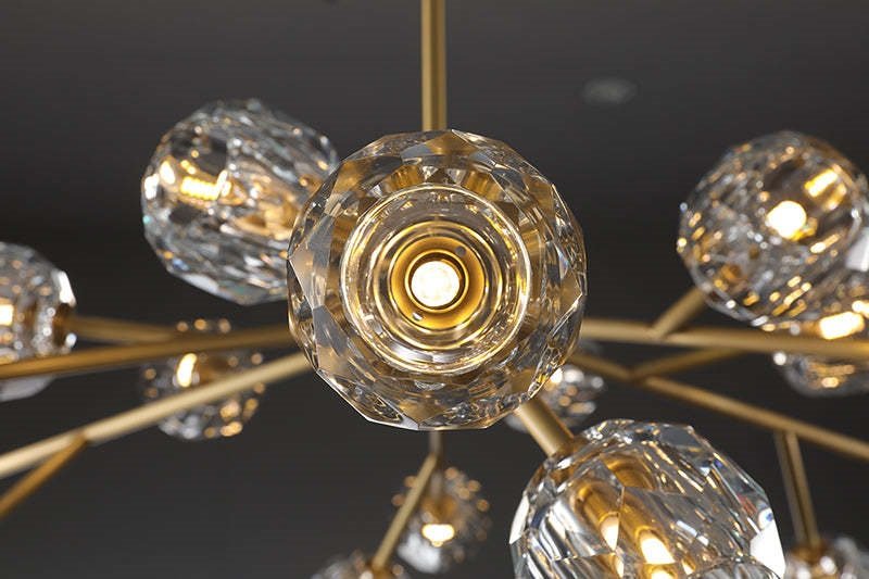 Boule De Cristal Smoke Glass Ball Modern Round Chandelier Light 24"