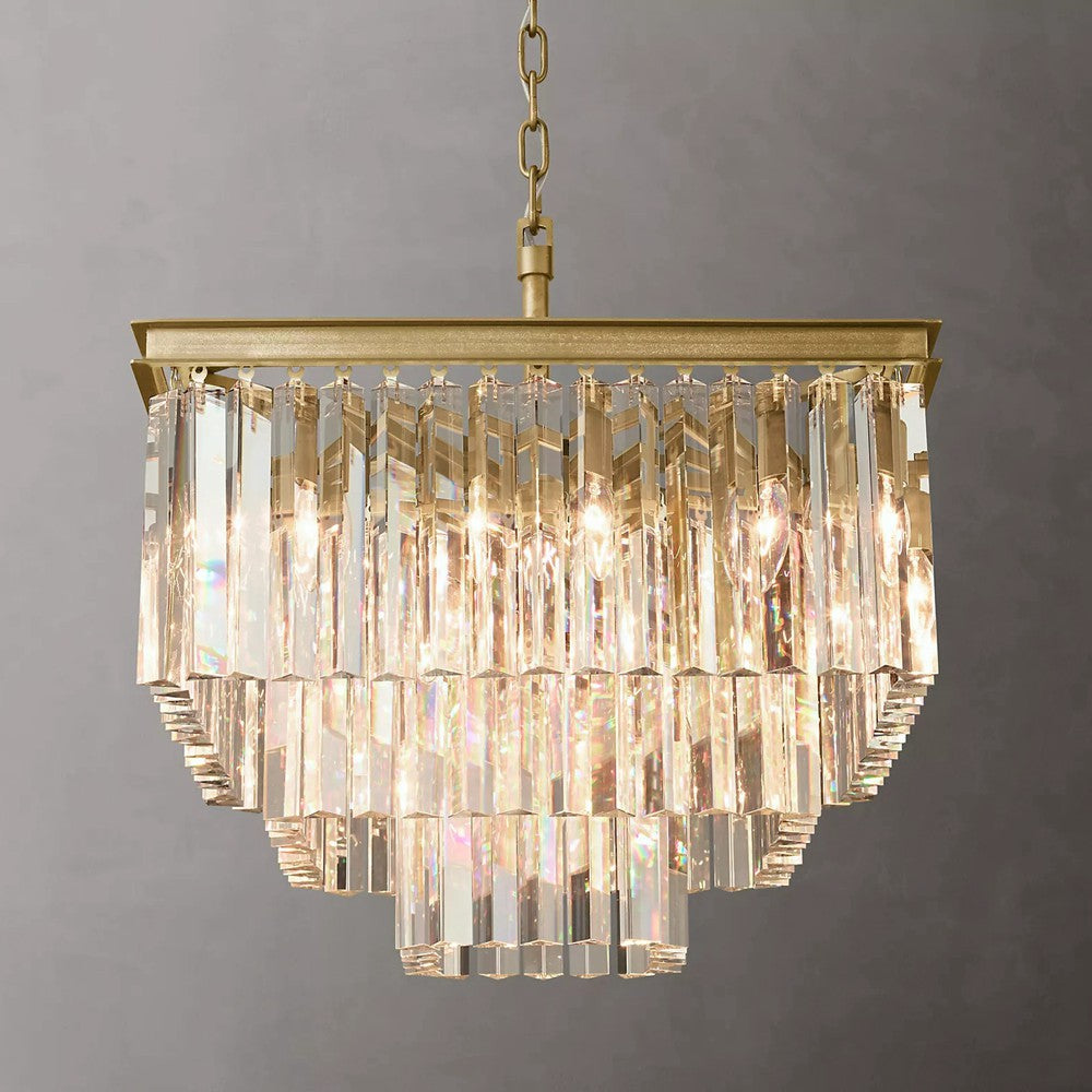 1920s Odeon Crystal Round Chandelier - Customizable Lighting for Living Rooms