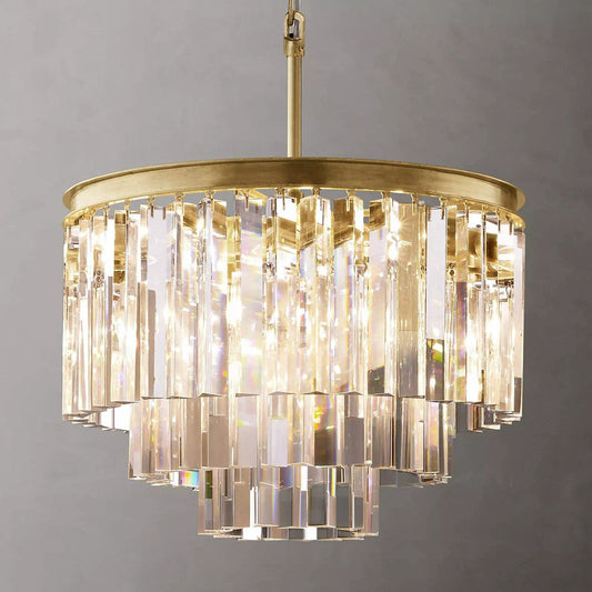 1920s Odeon Crystal Round Chandelier - Customizable Lighting for Living Rooms