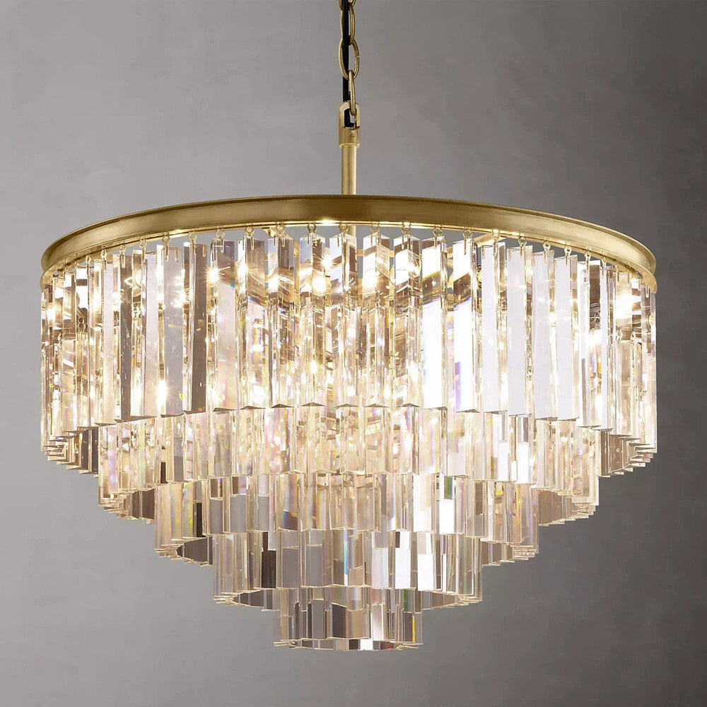 1920s Odeon Crystal Round Chandelier - Customizable Lighting for Living Rooms