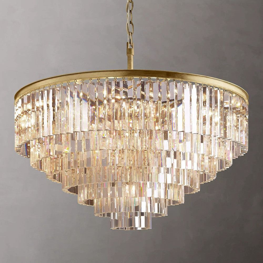 1920s Odeon Crystal Round Chandelier - Customizable Lighting for Living Rooms