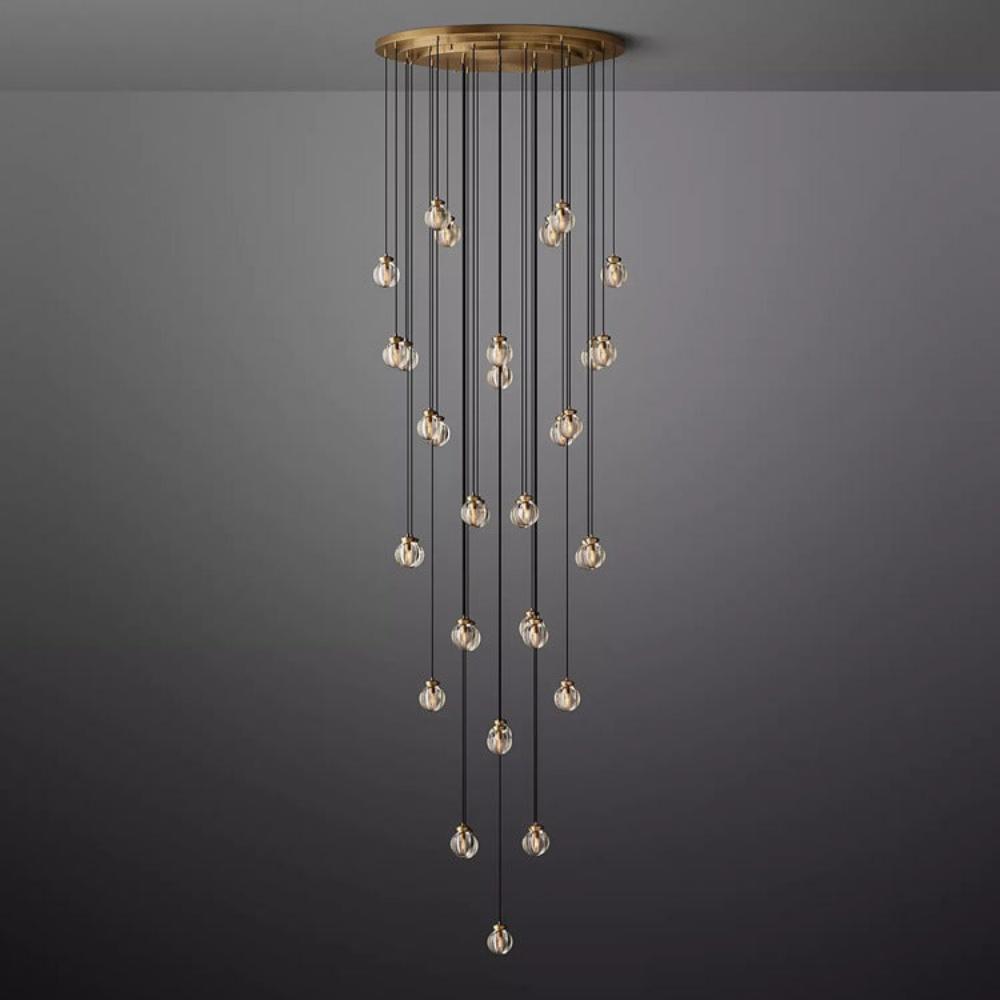 Pearl Round Glass Chandelier, Round Chandelier for Staircase