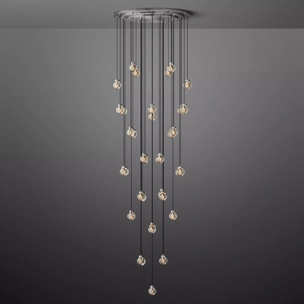 Pearl Round Glass Chandelier, Round Chandelier for Staircase