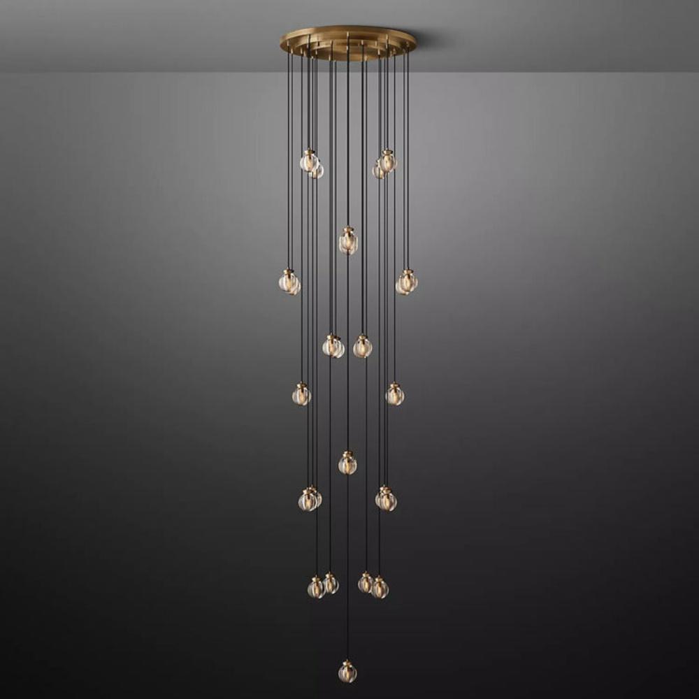 Pearl Round Glass Chandelier, Round Chandelier for Staircase