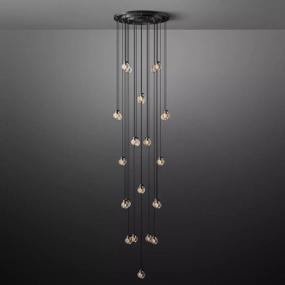 Pearl Round Glass Chandelier, Round Chandelier for Staircase