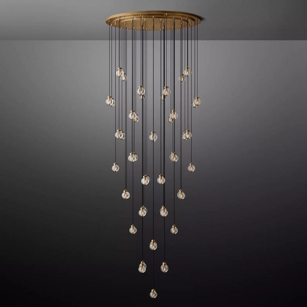 Pearl Round Glass Chandelier, Round Chandelier for Staircase