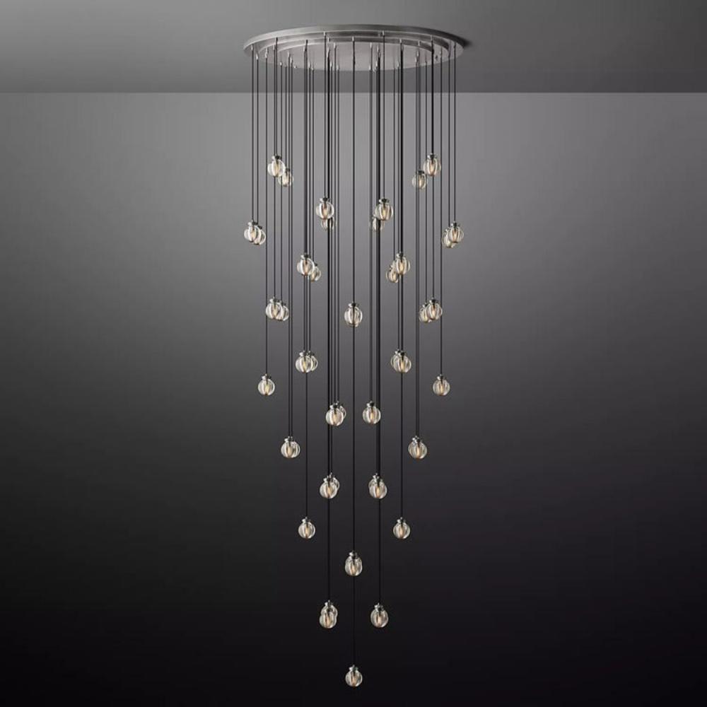 Pearl Round Glass Chandelier, Round Chandelier for Staircase