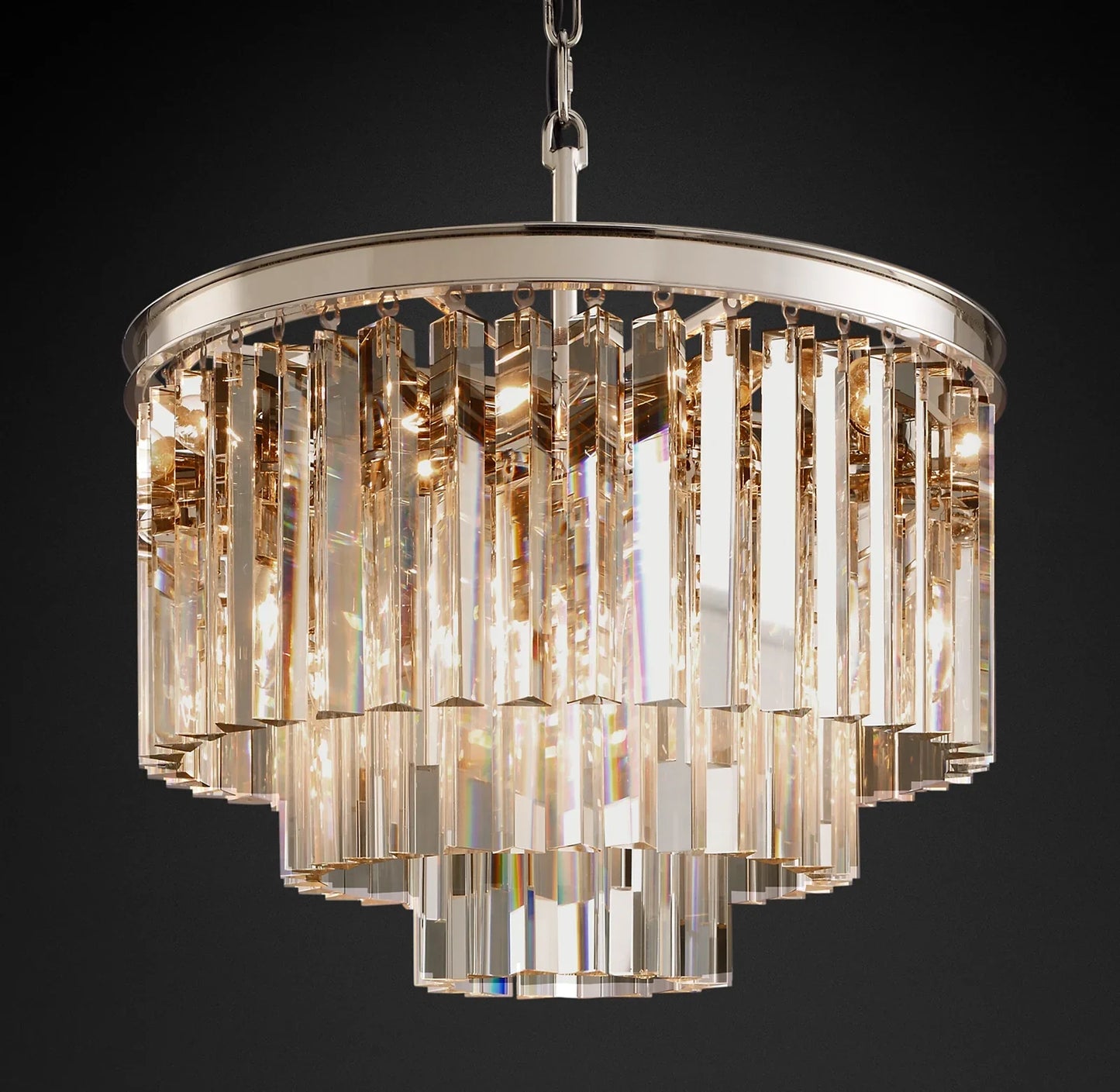 1920s Odeon Crystal Round Chandelier - Customizable Lighting for Living Rooms